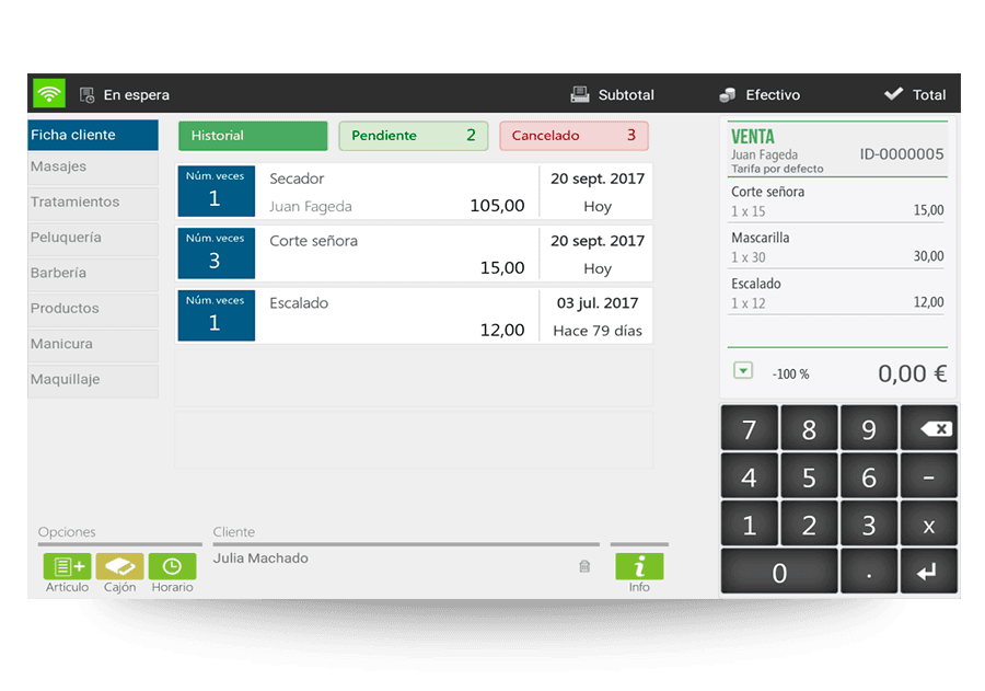 POS SYSTEM POINT OF SALE HAIRDRESSING AND SPA